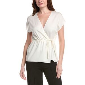 Theory Womens  Silk Wrap Top, White